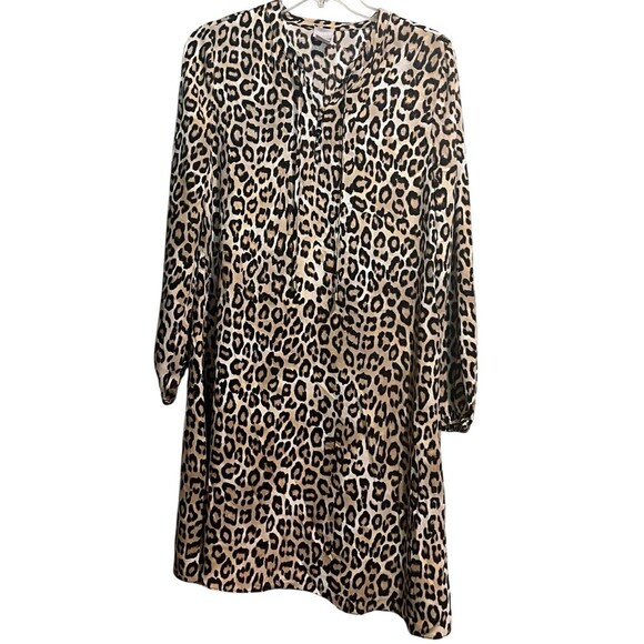 Chico’s Women’s Size 00 US (2) Animal Print Long Sleeve V-Neck Pullover Tie Neck - Picture 1 of 4